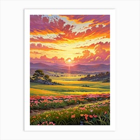 Sunset In The Field 30 Art Print