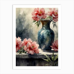 Peonies In A Vase Art Print