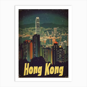 Aihrgdesign A Retro Travel Poster For Hong Kong 2 Art Print