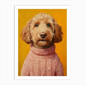 Goldendoodle In Pink Sweater 5 Art Print