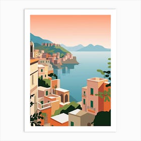 Amalfi Coast, Italy, Graphic Illustration 4 Art Print