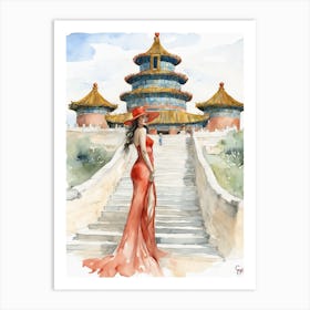 Chinese Woman In Red Dress 2 Art Print