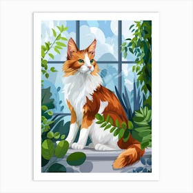 Cat On The Window Sill 2 Art Print