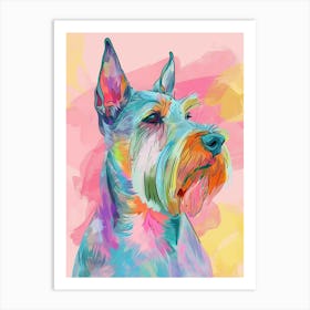 Welsh Terrier Dog Pastel Line Watercolour Illustration  3 Art Print