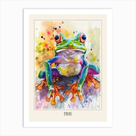 Frog Colourful Watercolour 2 Poster Art Print