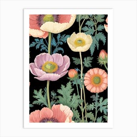 William Morris Poppy Flower Pattern Art Print