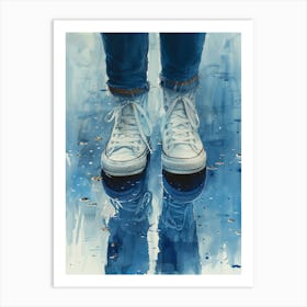 Converse Shoes In The Rain 1 Art Print