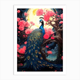 Peacock In Bloom 2 Art Print