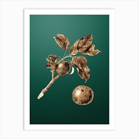 Gold Botanical Apple on Dark Spring Green n.0658 Art Print