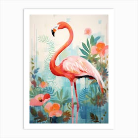 Bird Painting Collage Flamingo 3 Art Print