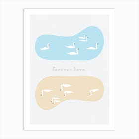 Forever Love - Swan Family Art Print