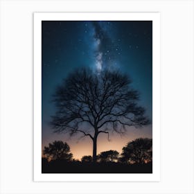 Starry Sky Over Tree Art Print