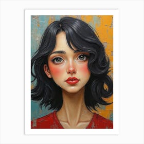 Girl With Black Hair Art Print