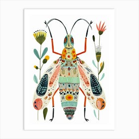 Colourful Insect Illustration Katydid 8 Art Print
