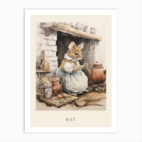 Beatrix Potter Inspired  Animal Watercolour Rat 2 Art Print