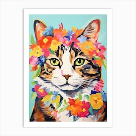 Ragamuffin Cat With A Flower Crown Painting Matisse Style 1 Art Print