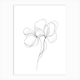 Line Drawing Of A Flower 1 Art Print