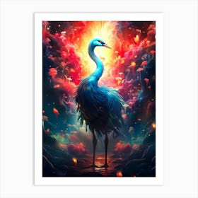 Blue Stork Art Print