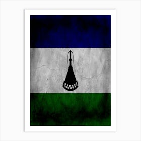 Lesotho Flag Texture Art Print