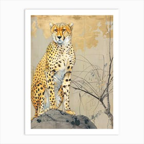 Cheetah Precisionist Illustration 1 Art Print