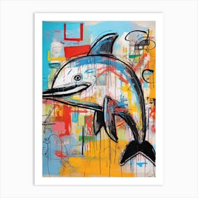 Dolphin, Basquiat style, Neo-expressionism Art Print