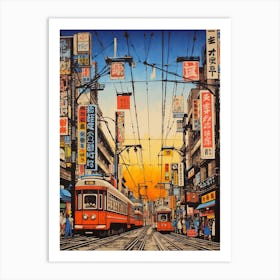 Akihabara Electric Town, Japan Vintage Travel Art 2 Art Print