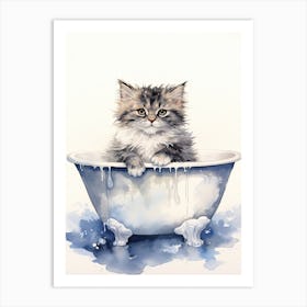 Ragamuffin Cat In Bathtub Bathroom 2 Art Print