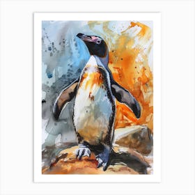 Humboldt Penguin Grytviken Watercolour Painting 3 Art Print