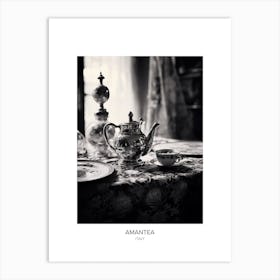 Poster Of Amantea, Italy, Black And White Photo 1 Art Print