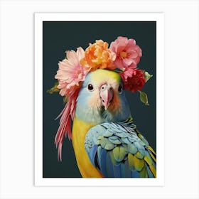 Bird With A Flower Crown Budgerigar 1 Art Print