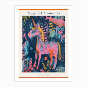 Pink & Blue Abstract Unicorn Painting Poster Art Print