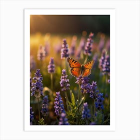 Butterfly On Lavender Flowers 2 Art Print