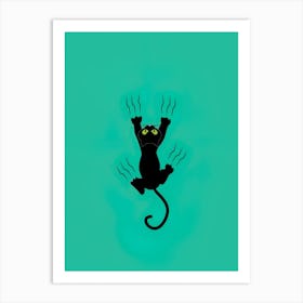 Cat And a green background Art Print