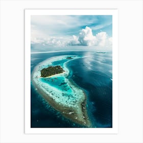 Aerial View Of An Island In The Maldives Art Print