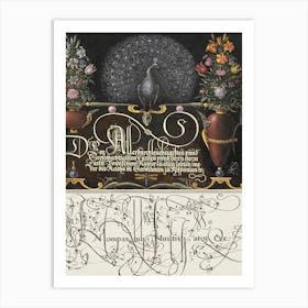 Flower Arrangements, Peacock, Butterflies, And Insect From Mira Calligraphiae Monumenta, Joris Hoefnagel Art Print