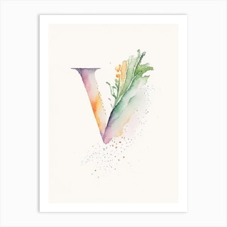 V, Letter, Alphabet Minimalist Watercolour 7 Art Print