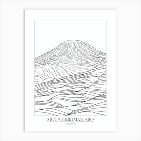 Mount Kilimanjaro Tanzania Line Drawing 8 Poster Art Print