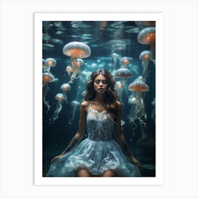 Underwater Portrait Of A Woman Art Print