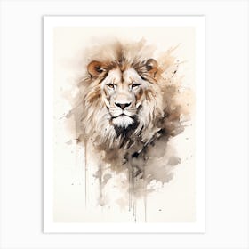 Lion Art Painting Wash Paint Style 3 Art Print