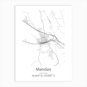 Mandan,United States Minimalist Map Póster