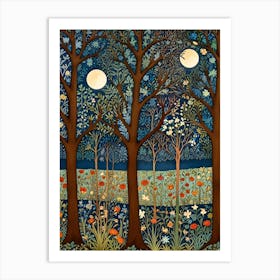 William Morris Moonlight In The Woods 68 Art Print