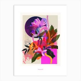 Amaranth 1 Neon Flower Collage Poster Art Print