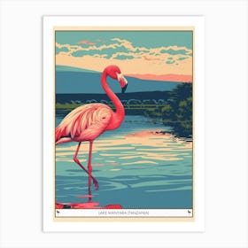 Greater Flamingo Lake Manyara Tanzania Tropical Illustration 1 Poster Art Print