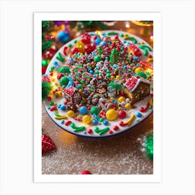 Christmas Plate With Gingerbread Art Print