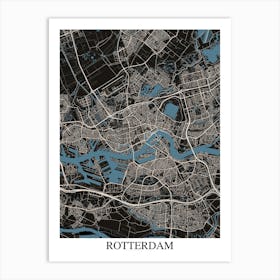 Rotterdam Black Blue Art Print