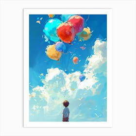 Little Boy With Balloons Art Print