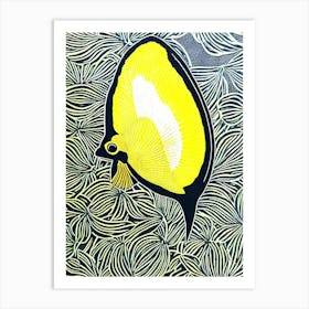 Yellow Tang Linocut Art Print