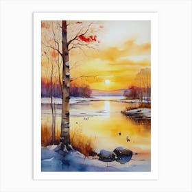 Sunset On The Lake 3 Art Print