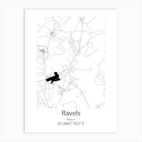 Ravels,Belgium Minimalist Map Art Print