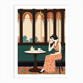 Lady In A Tea Room Art Print